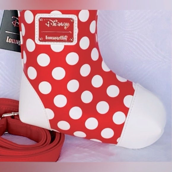 SALE - Loungefly Disney Minnie Mouse Christmas Holiday Stocking Crossbody Bag - Picture 8 of 14
